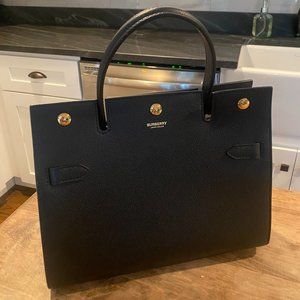 Burberry Black Pebbled Leather Tote Bag - image 1